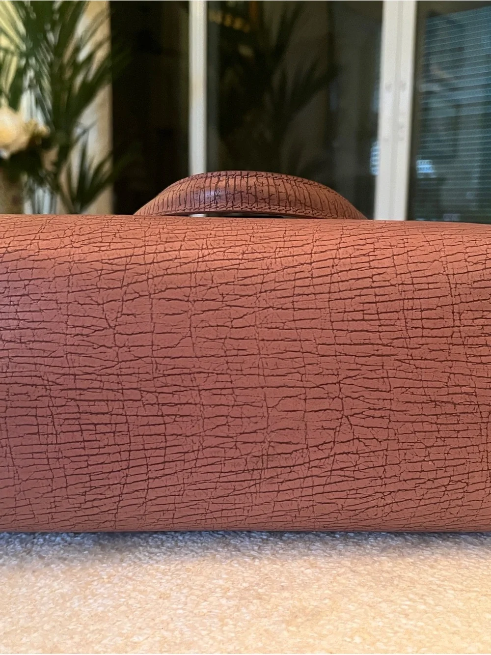 Gucci Pink Textured Leather Satchel with Bamboo Handle